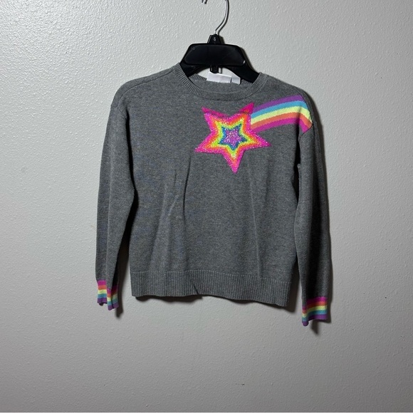 Children’s Place Girls Gray Sweater Rainbow Star Size 7/8 - Picture 1 of 7